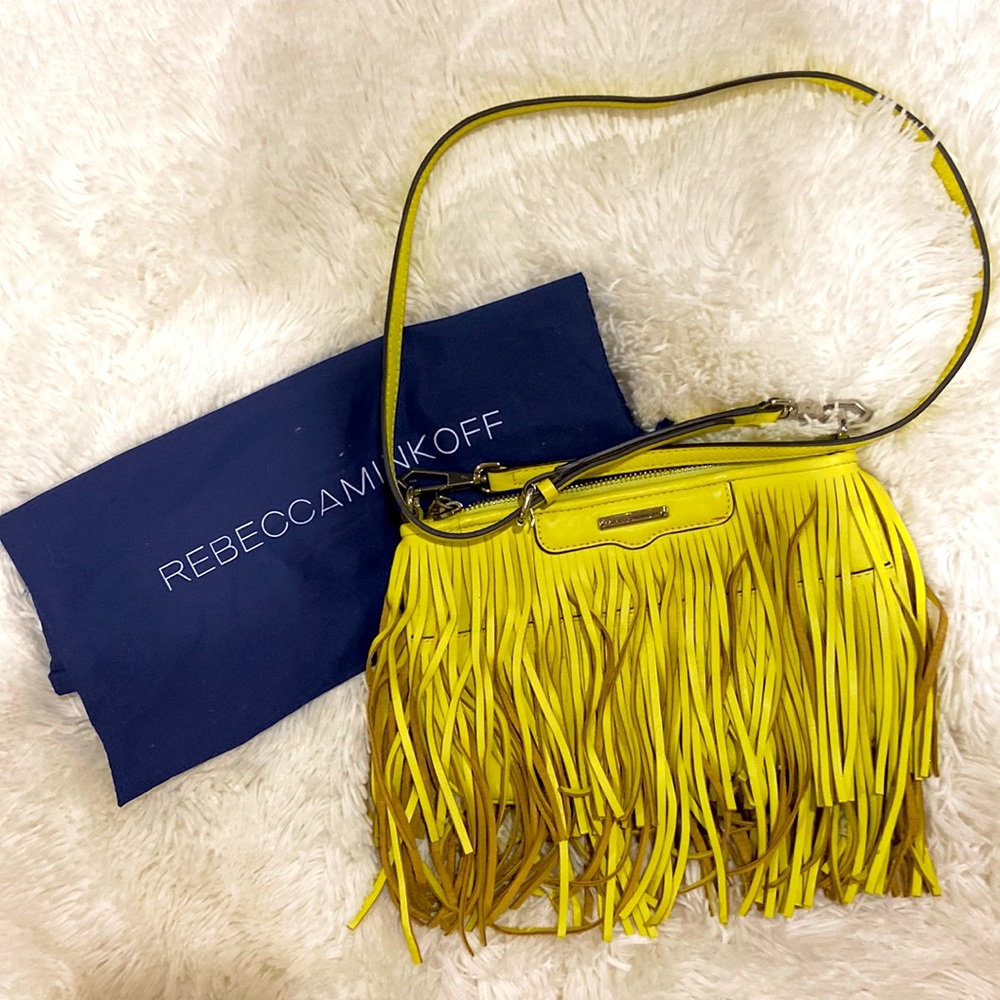 Rebecca Minkoff Yellow Fringe Leather Convertible Clutch